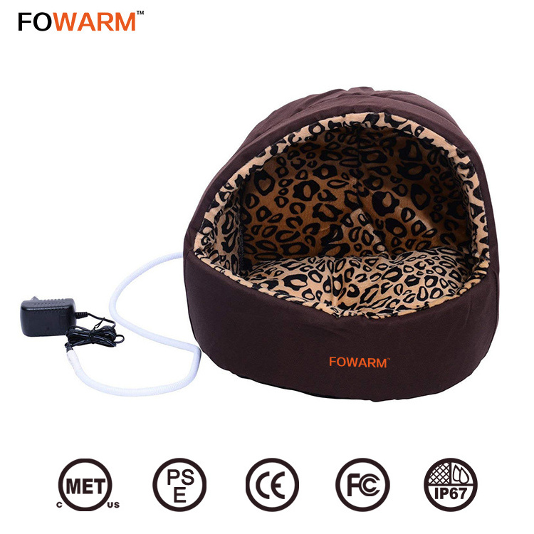 Hot Selling Printing Leopard Bottom Non-Slip Comfortable Pet Heating Bed