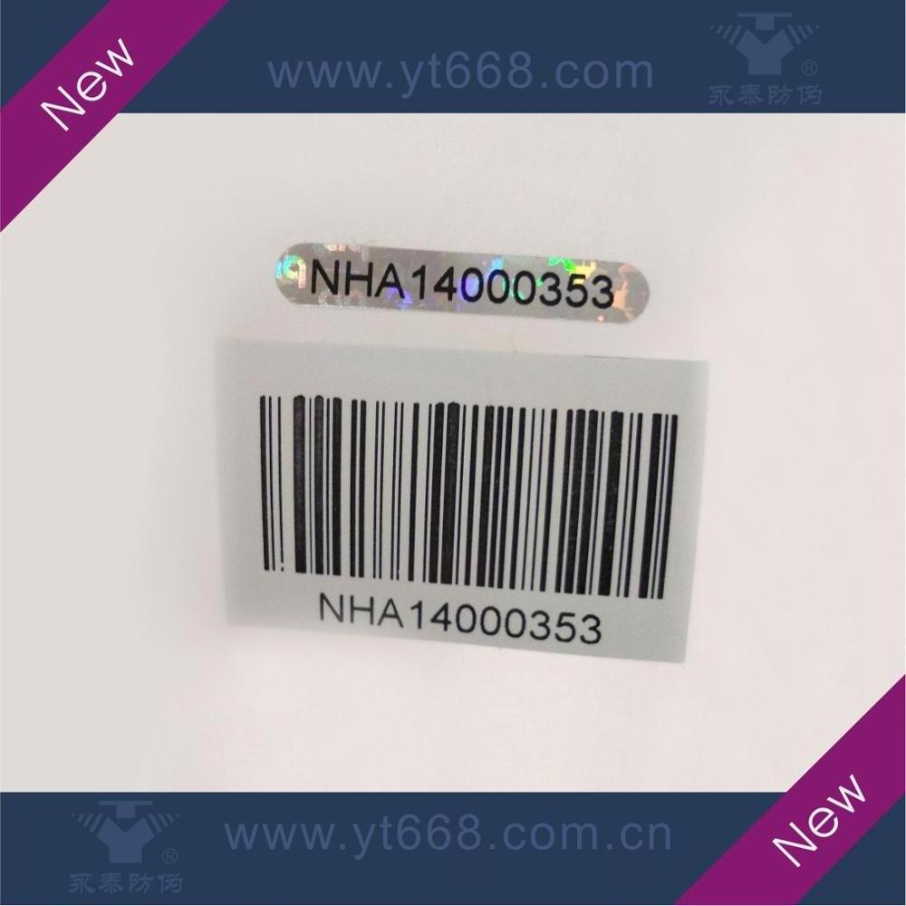 Custom running numbers security barcode hologram stickers in bulk