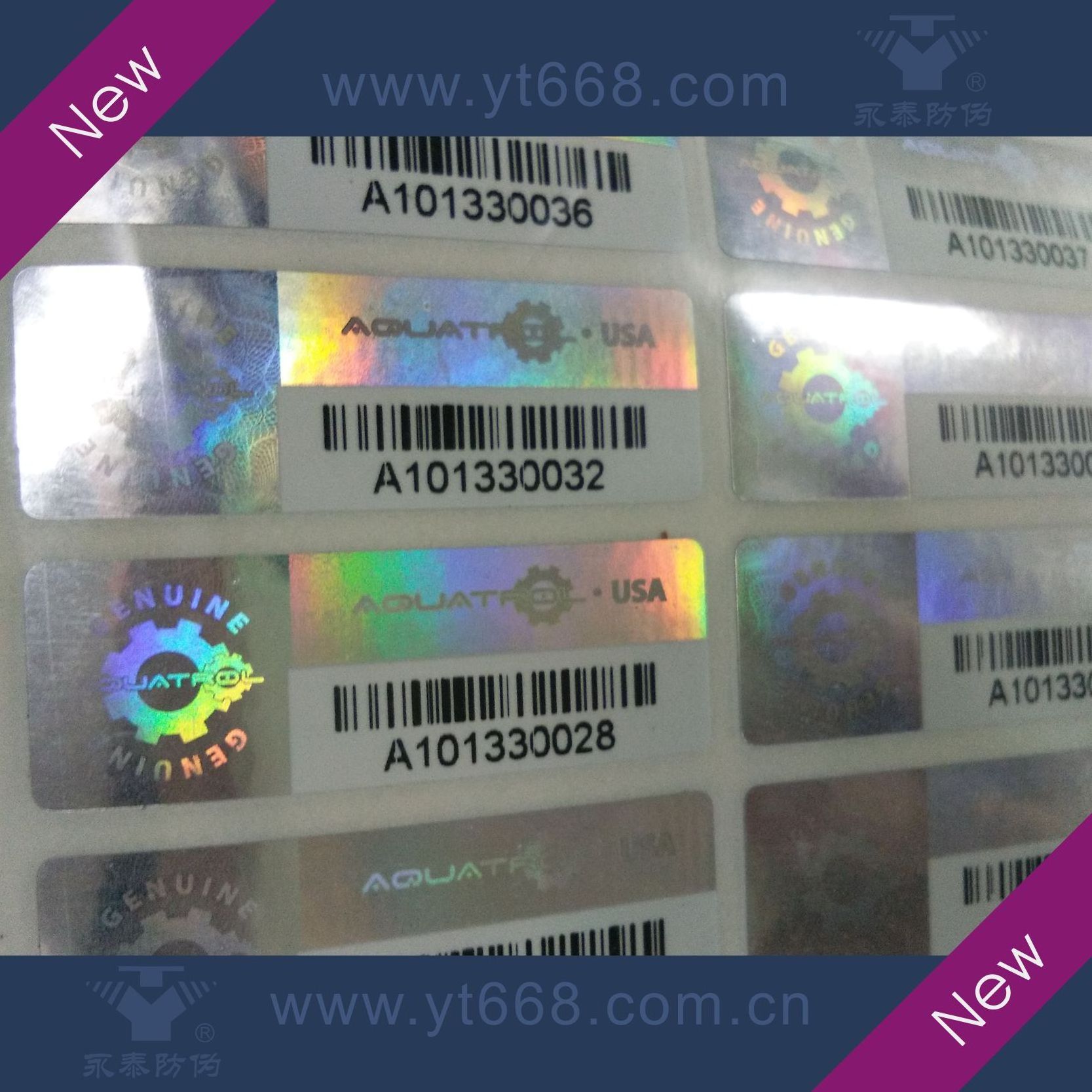 Custom running numbers security barcode hologram stickers in bulk