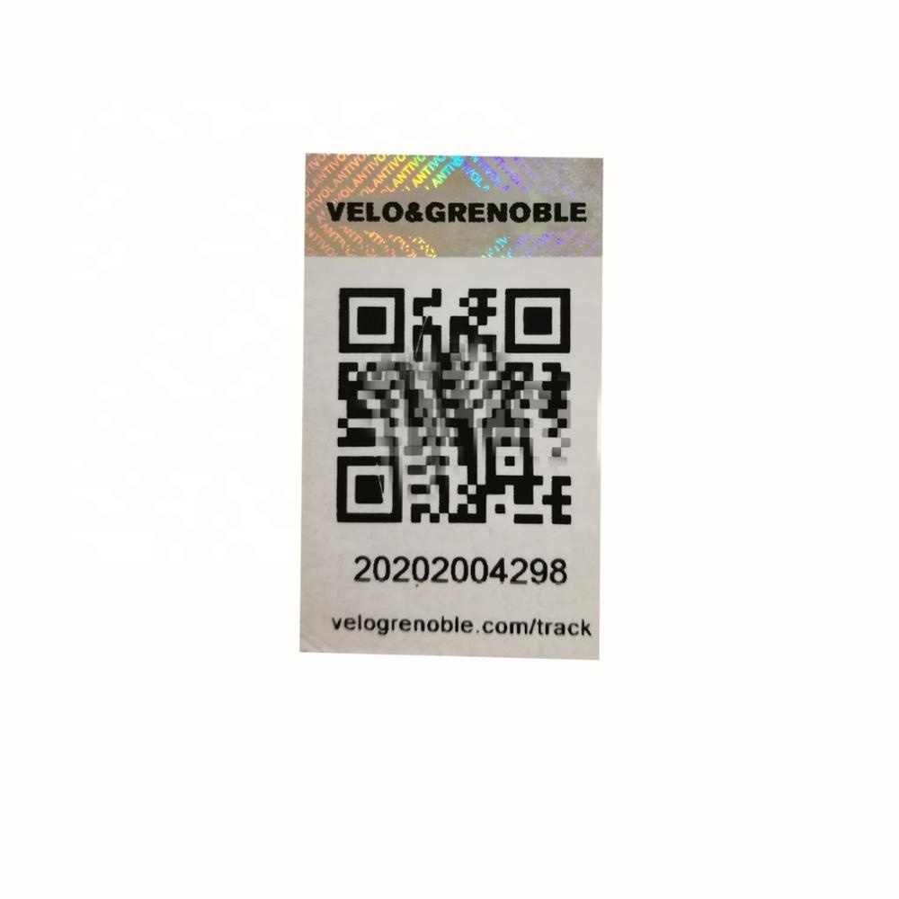 Custom running numbers security barcode hologram stickers in bulk