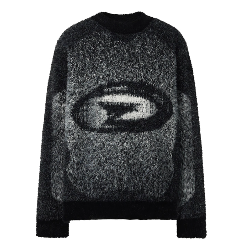 YPY Custom winter streak Jacquard Brand Letter Jacquard Logo Round Neck Knit Pullover Winter Sweater For Men manufacturers