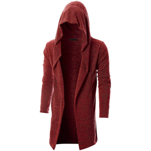 OEM Factory Customization Mens Long Sleeve Draped Lightweight Open Front Longline Hooded Cardigan