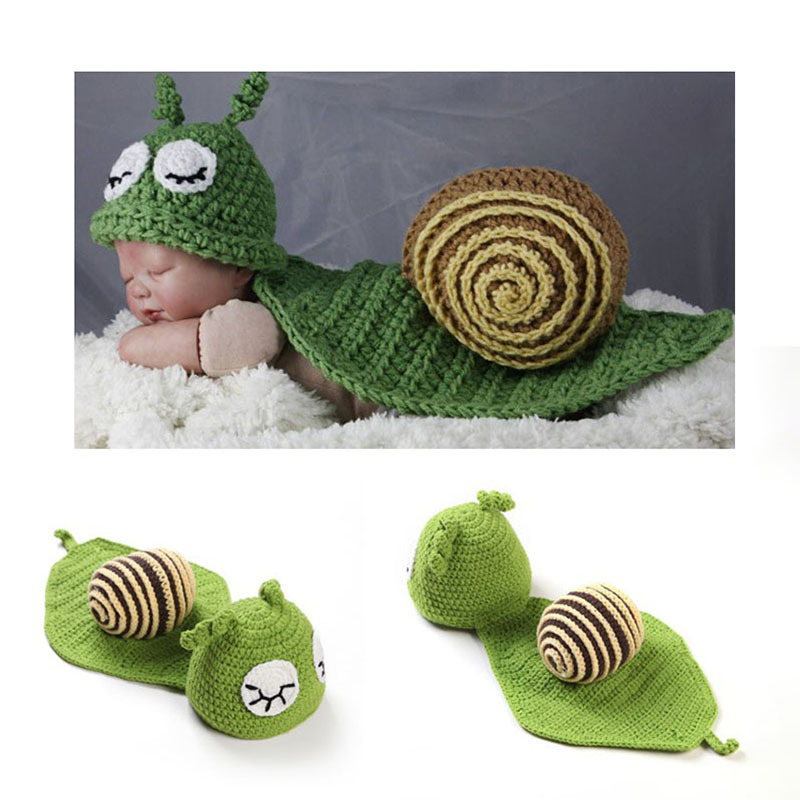 Infant Newborn Baby Photography Prop Handmade Crochet Knit Halloween Cosplay Snail Party Costume