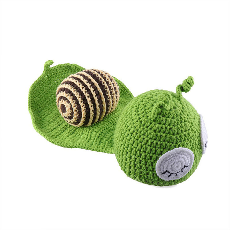 Infant Newborn Baby Photography Prop Handmade Crochet Knit Halloween Cosplay Snail Party Costume