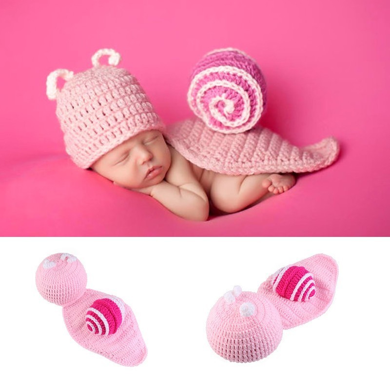 Infant Newborn Baby Photography Prop Handmade Crochet Knit Halloween Cosplay Snail Party Costume