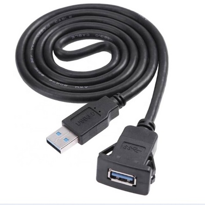 USB 3.0 Male to Female AUX Flush Panel Mount Extension Cable for Car Truck Boat Motorcycle Dashboard 1M