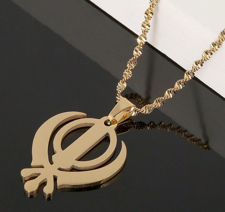 Inspire jewelry 18k gold plated Khanda Necklace Sikh Necklace twist chain rakhi gifts brother sister rakhri gift for Christmas