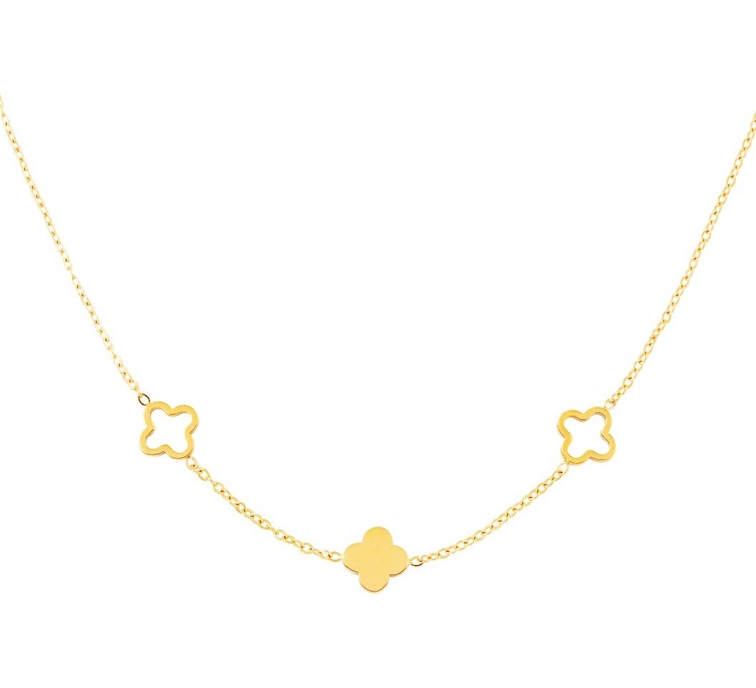 Inspire Stainless Steel jewelry Gold Plated Dainty Clovers Necklace for women and girls gift wholesale customized length pendant