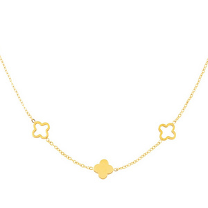 Inspire Stainless Steel jewelry Gold Plated Dainty Clovers Necklace for women and girls gift wholesale customized length pendant