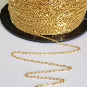 Flat Cable Gold Chain stainless steel with 18k gold plated by meter chain link jewelry finding wholesale custom any size length