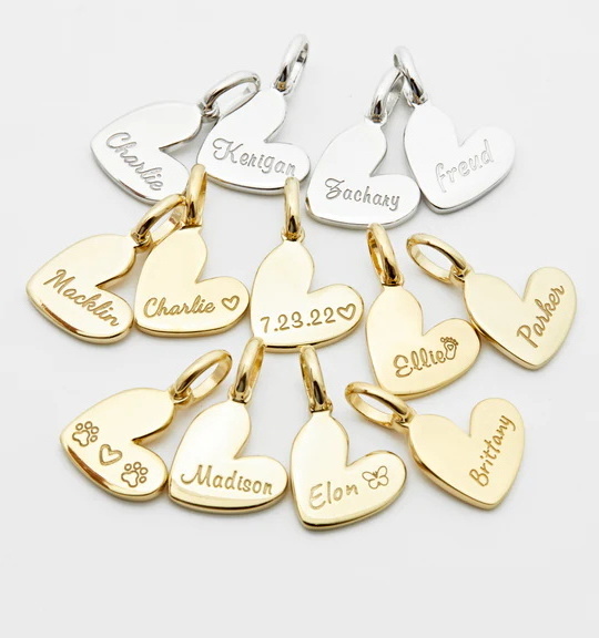 Inspire stainless steel jewelry Heart Name Necklace small charm necklace custom high polished engrave necklace for women