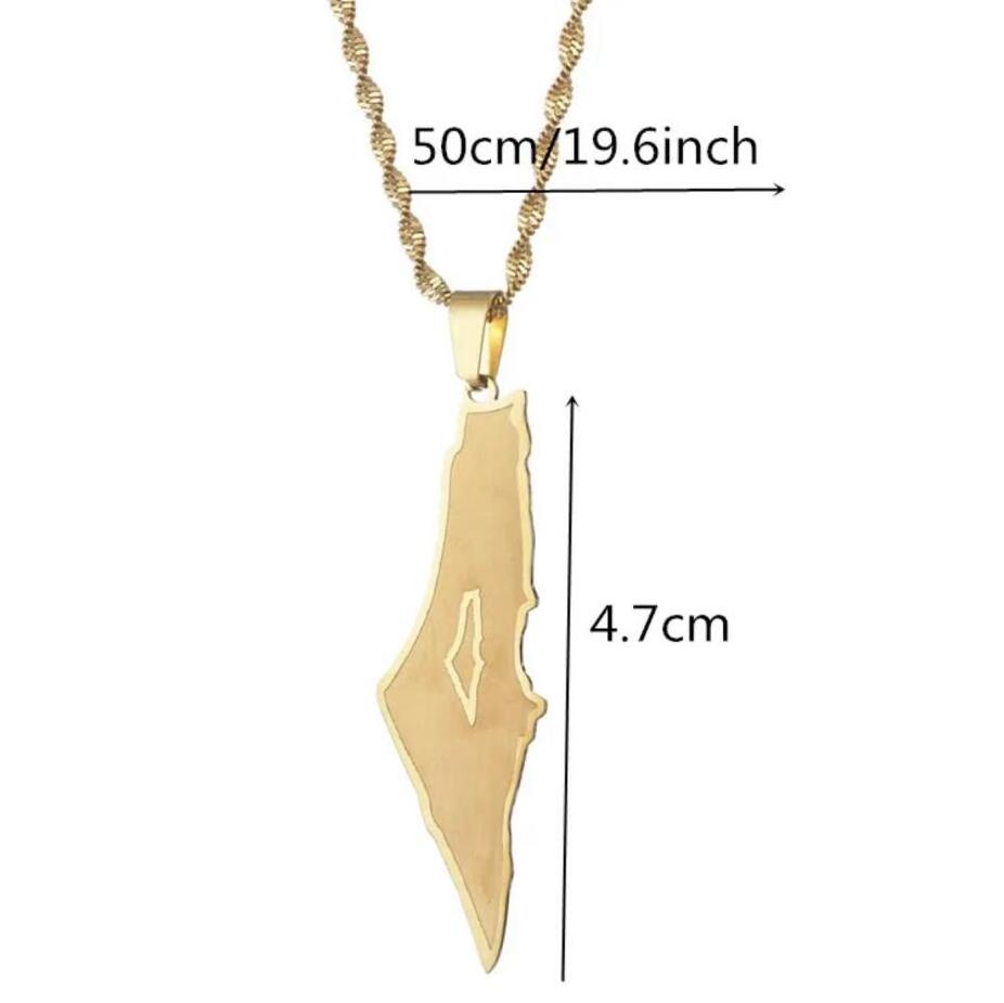 Inspire jewelry hot selling Wholesale 18K Gold Plated Stainless Steel Israel and Palestine Map Pendant Necklace For Women Men