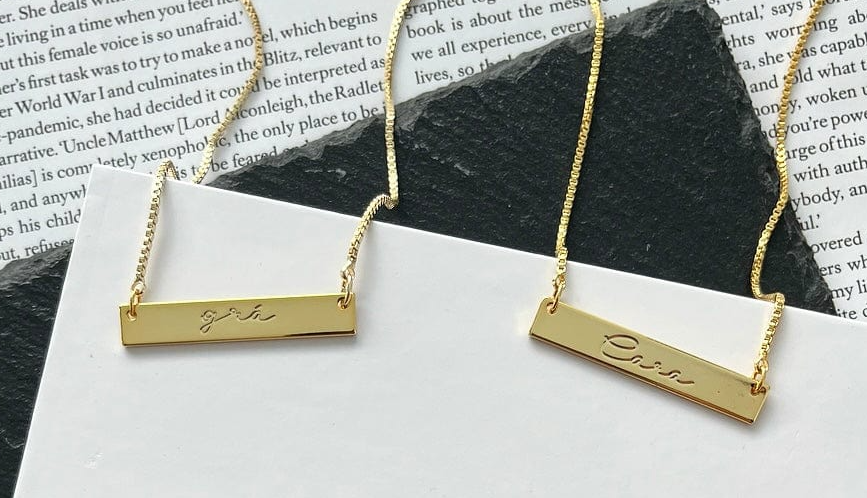 Inspire Jewelry Stainless steel Personalised Tiny Bar Necklace Custom Dainty Gift For Her Handmade Gold Plated Necklace bulk