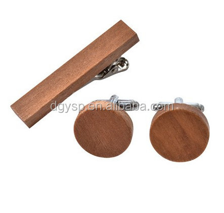 Inspire stainless steel jewelry personalized wooden cufflinks and tie clip set custom engraved natural wood jewelry