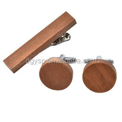 Inspire stainless steel jewelry personalized wooden cufflinks and tie clip set custom engraved natural wood jewelry