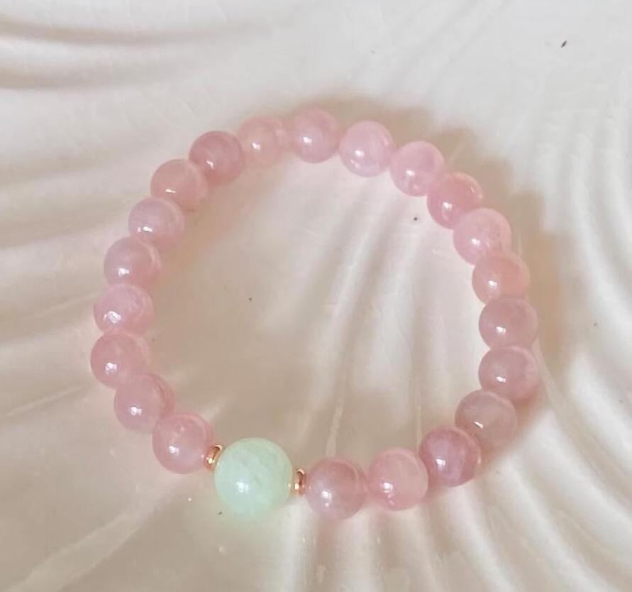 Inspire jewelry 8mm Madagascar Rose Quartz 10mm Burma Jade Beaded Bracelet Women's Calming and Healing Bracelet Unisex gift