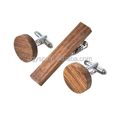 Inspire stainless steel jewelry personalized wooden cufflinks and tie clip set custom engraved natural wood jewelry