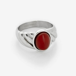 Inspire stainless steel jewelry Factory price Minimalist lucky Aqeeq Ring Wholesale Stylish Agate Aqeeq Stone ring for men