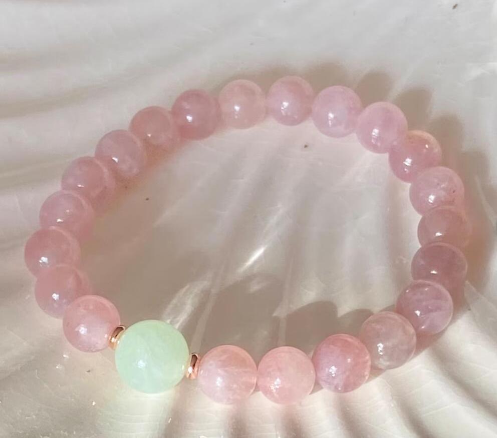 Inspire jewelry 8mm Madagascar Rose Quartz 10mm Burma Jade Beaded Bracelet Women's Calming and Healing Bracelet Unisex gift