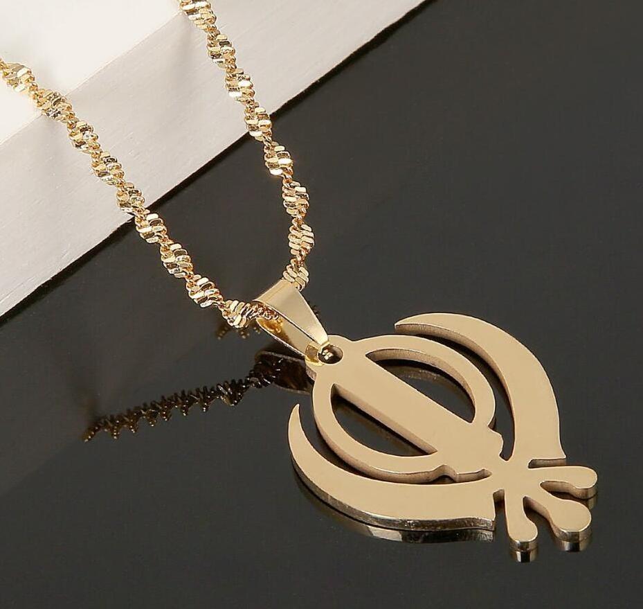 Inspire jewelry 18k gold plated Khanda Necklace Sikh Necklace twist chain rakhi gifts brother sister rakhri gift for Christmas