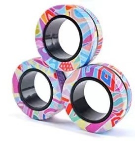 Magnetic Rings AntiStress Fidget Toy 3pcs Magic Ring Tool Bracelet Finger Spinner Rainbow Color Kids Adult Decompression Toy