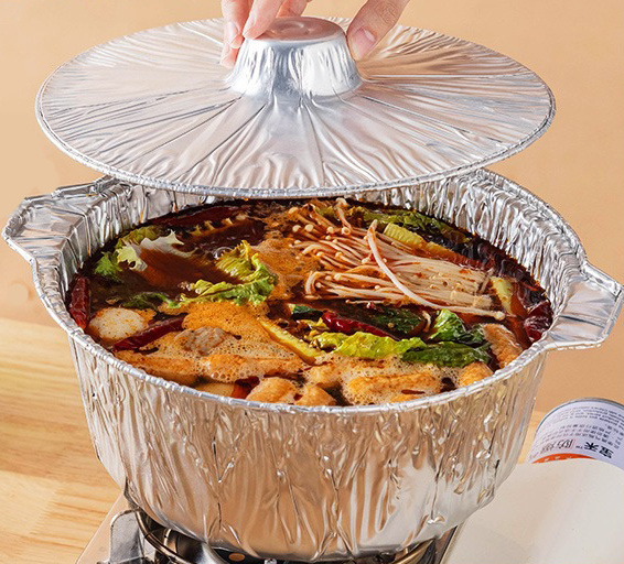 Round Baking Container For Hot Pot,Disposable Cooking Foil Pot,Large Aluminum Oven baking pan