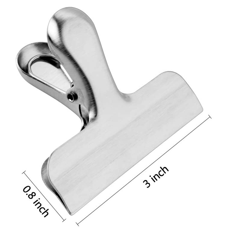 Metal Stainless Steel Grip Clip Food Sealer Bag Clamp Paper Document Ticket Binder