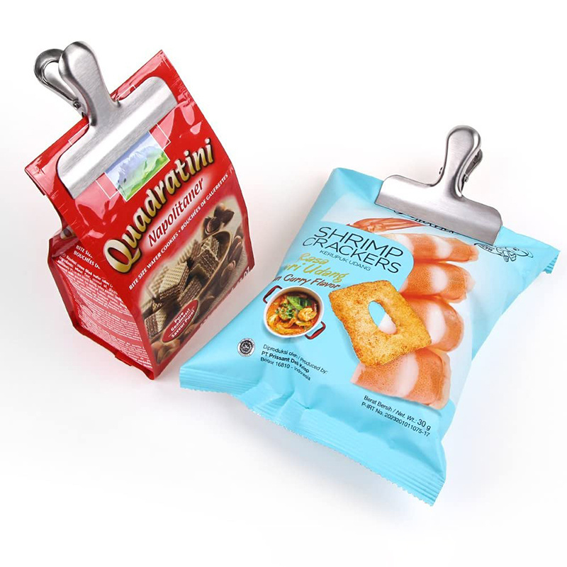 Metal Stainless Steel Grip Clip Food Sealer Bag Clamp Paper Document Ticket Binder