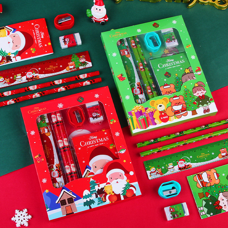 Factory Wholesale Custom Christmas Pencils Eraser School Supplies Kids Gift Box Stationery Set For Children Gift