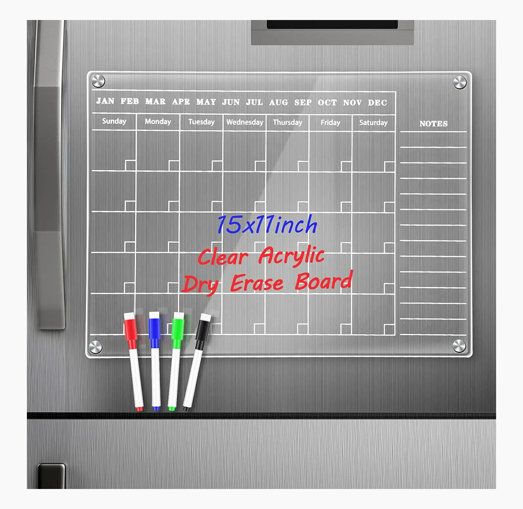 2023 new top quality fridge magnetic Monthly Weekly Daily calendar clear acrylic dry erase interact whiteboard