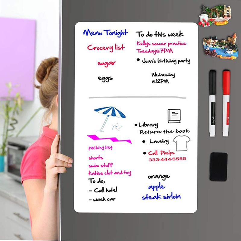 Magnetic Dry Erase White-Board Whiteboard for Fridge 12 x 8 Inches Small Magnet White Board for Kitchen Refrigerator Reminder