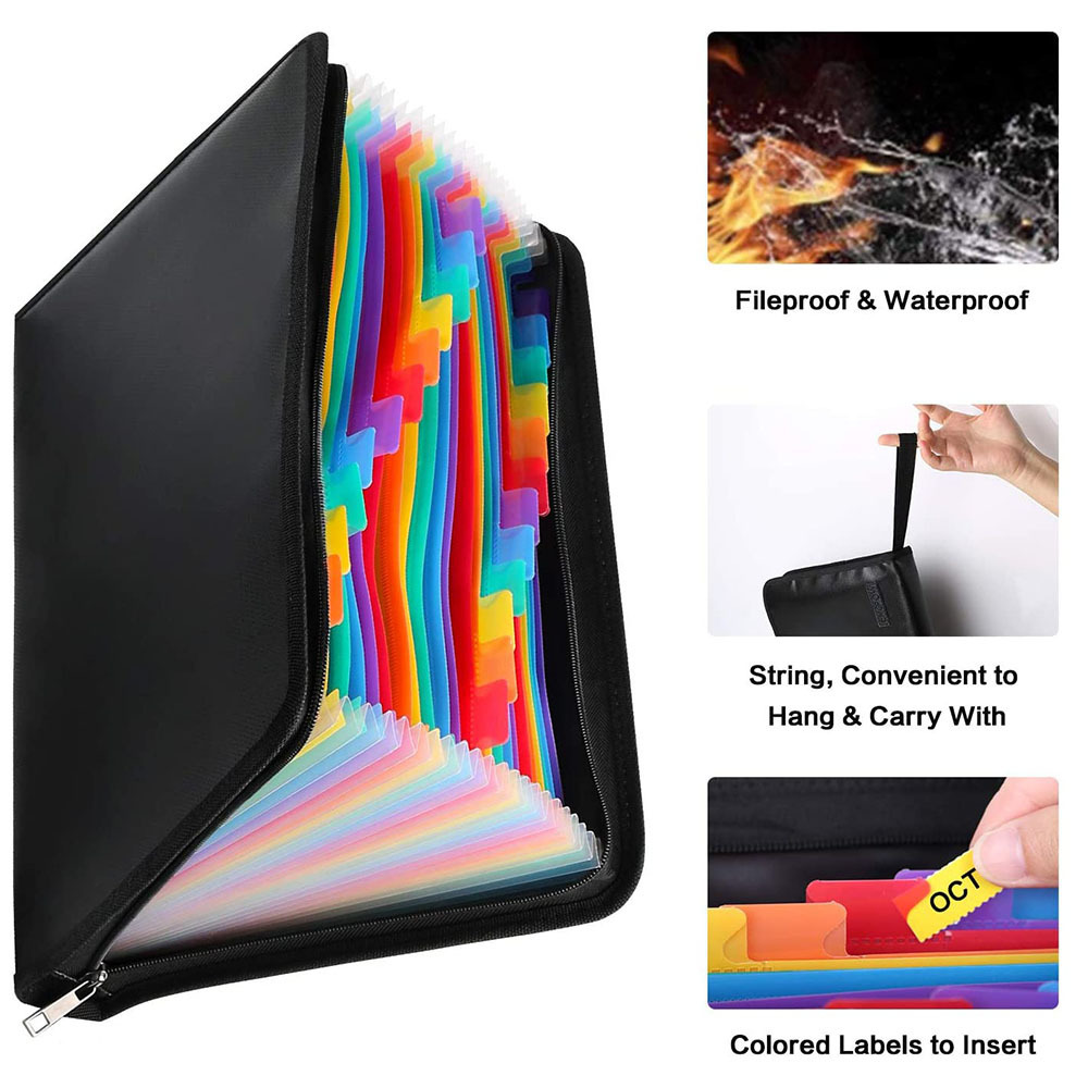 New Design zipper PP conference portfolio bag organizer Fireproof waterproof Expanding file folder 12 pocket