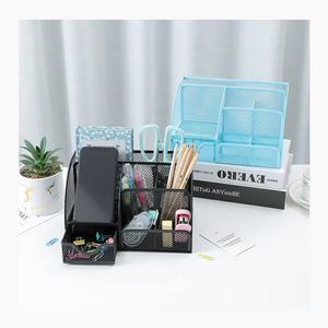 Luxury Multifunctional Storage Pen Holder Metal Mesh Desk Organizer Set Office Or Home