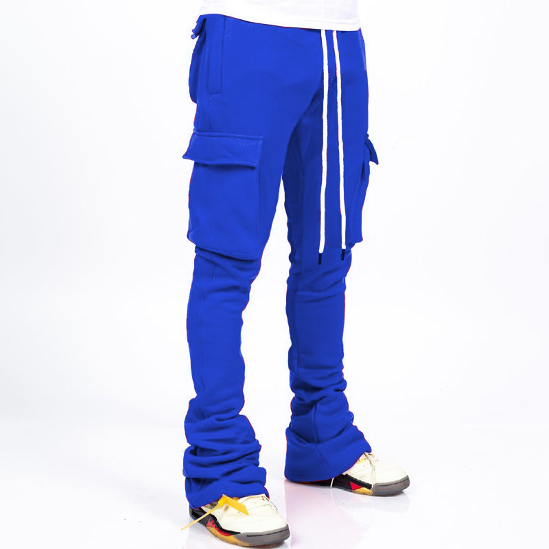 Custom Blank Stacked Joggers Flare Sweatpants Men Design With Pocket Street Wear Sweatpants Jogging Cargo Trousers Track Pants