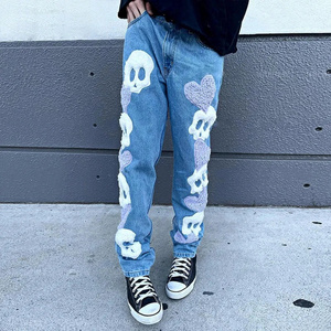 Manufacturer Custom Streetwear Denim Pants Buy Jeans In Bulk Casual Straight Leg Chenille Embroidery Rock Revival Jeans Men