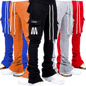 Custom Blank Stacked Joggers Flare Sweatpants Men Design With Pocket Street Wear Sweatpants Jogging Cargo Trousers Track Pants