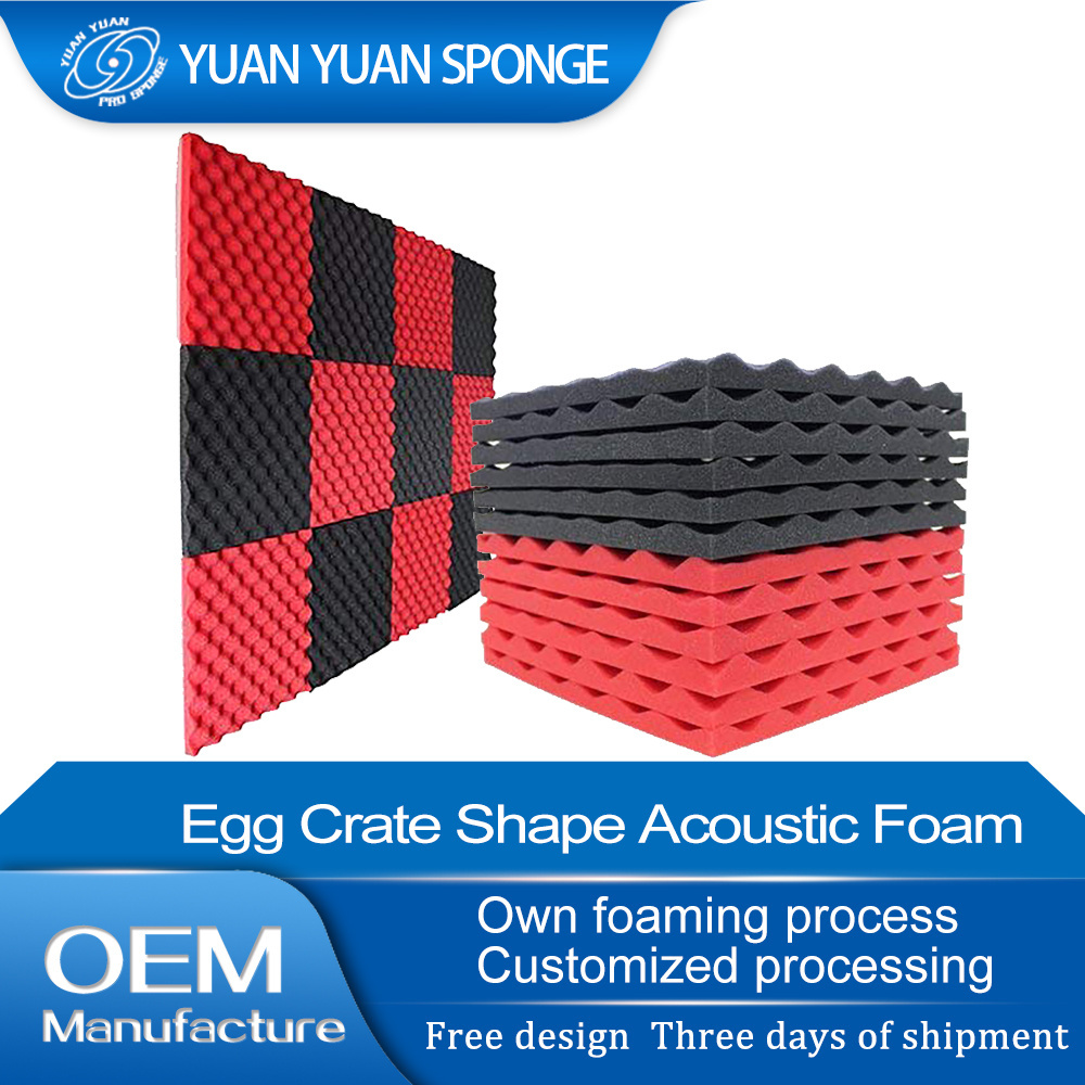 Dongguan Supplier Light Weight New Acoustic Foam For Home Recording Studio Red&Black Egg Crate Foam Studio Sound Panel