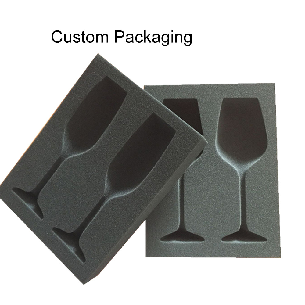 Shock Absorbing Foam Instant Foam Packaging Gold Mailer Box Custom Boxes with Foam Inserts Wine Glass Bottle Protection