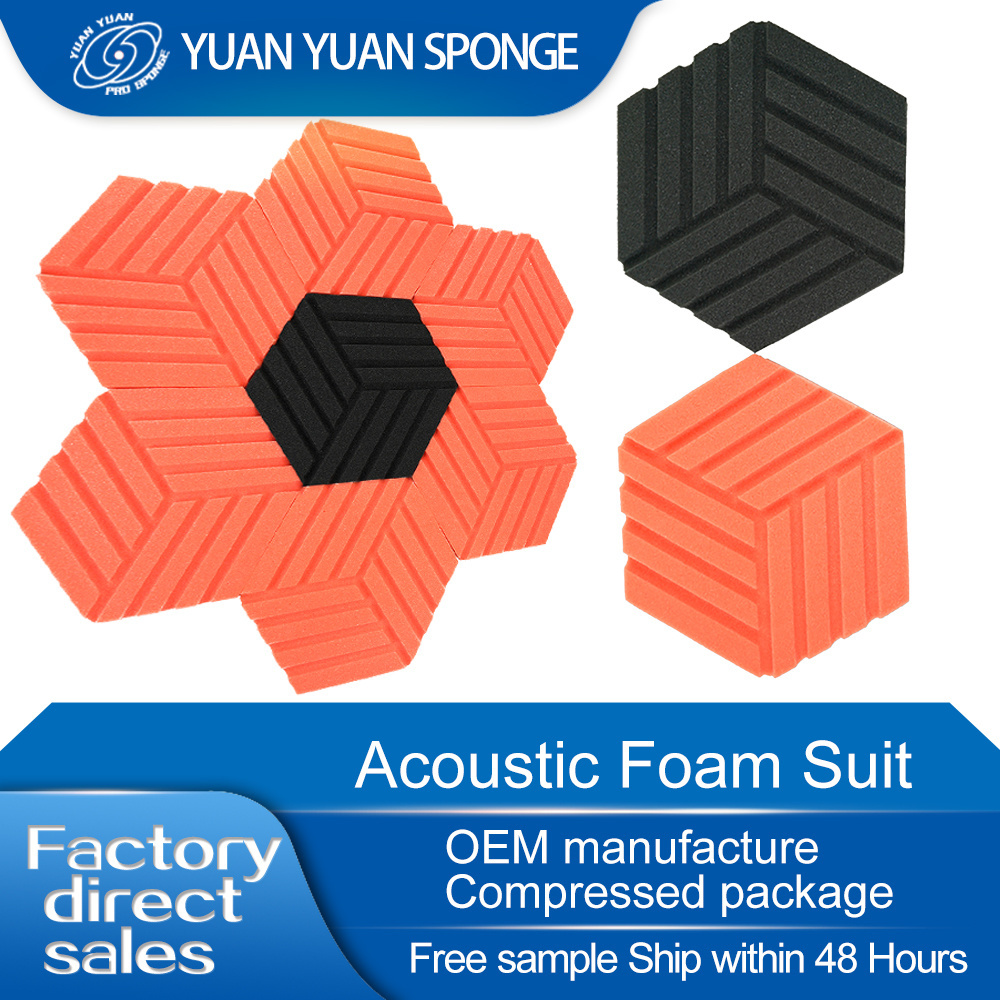 Customizable Hexagon Shape Flame Retardant Sound Absorbing Foam Acoustic Panels