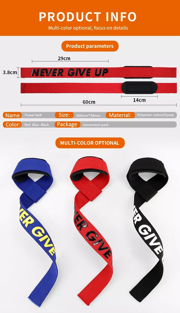 Custom Logo Powerlifting Wraps Strength Training Deadlifts Gym Weightlifting Wrist Straps