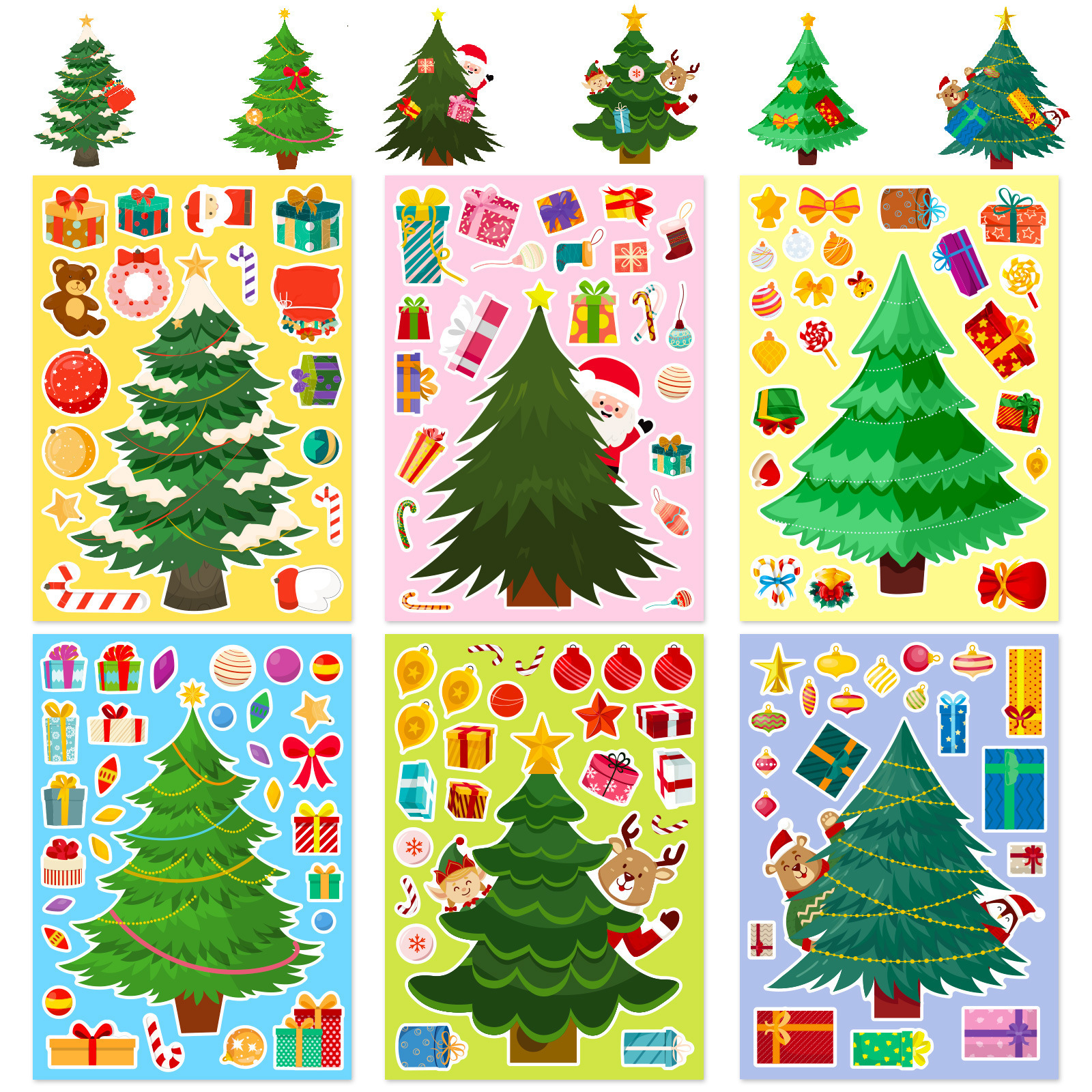 Christmas Tree Face Change stickers Cross-border children's Christmas party DIY Christmas tree puzzle stickers