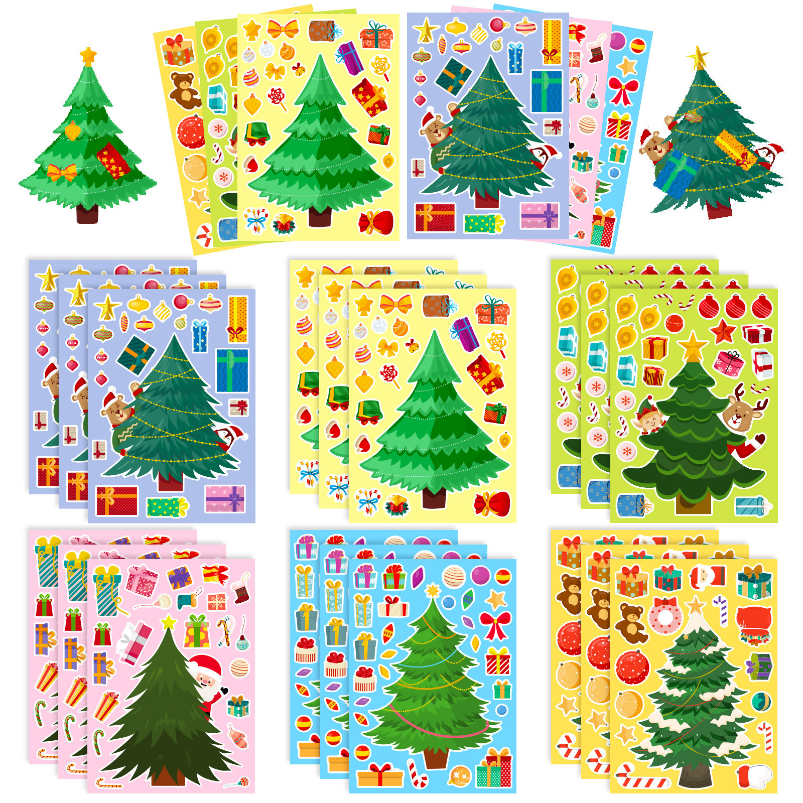 Christmas Tree Face Change stickers Cross-border children's Christmas party DIY Christmas tree puzzle stickers