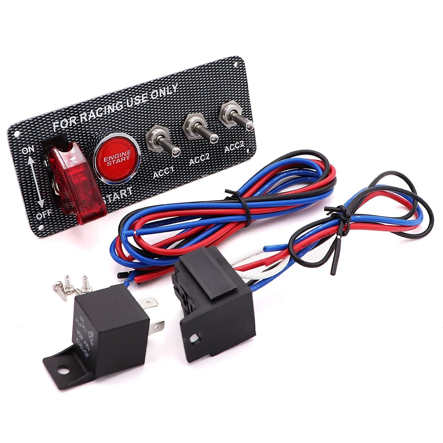 12v Ignition Switch Panel for Racing Car 5 in 1 Ignition Starter Switches with Engine Push Button Auto Engine Systems