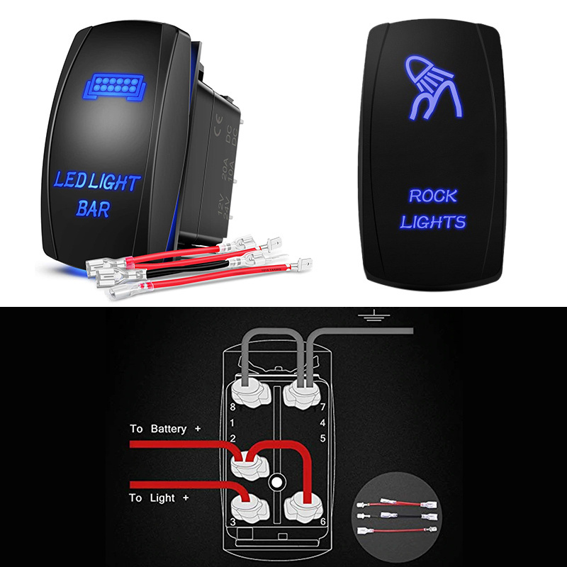 12V 24V Auto Laser Colorful Led Carling Style Marine Rocker Switch