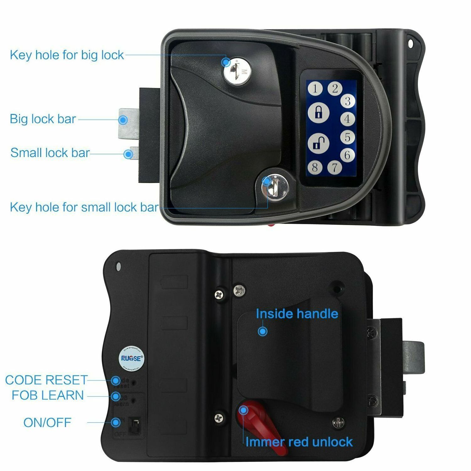 Touch Screen RV Keyless Handle Door Lock for Camper Trailer Latch with Keypad Zinc Alloy YJ-RV-01 High Security Campervan, RV AA