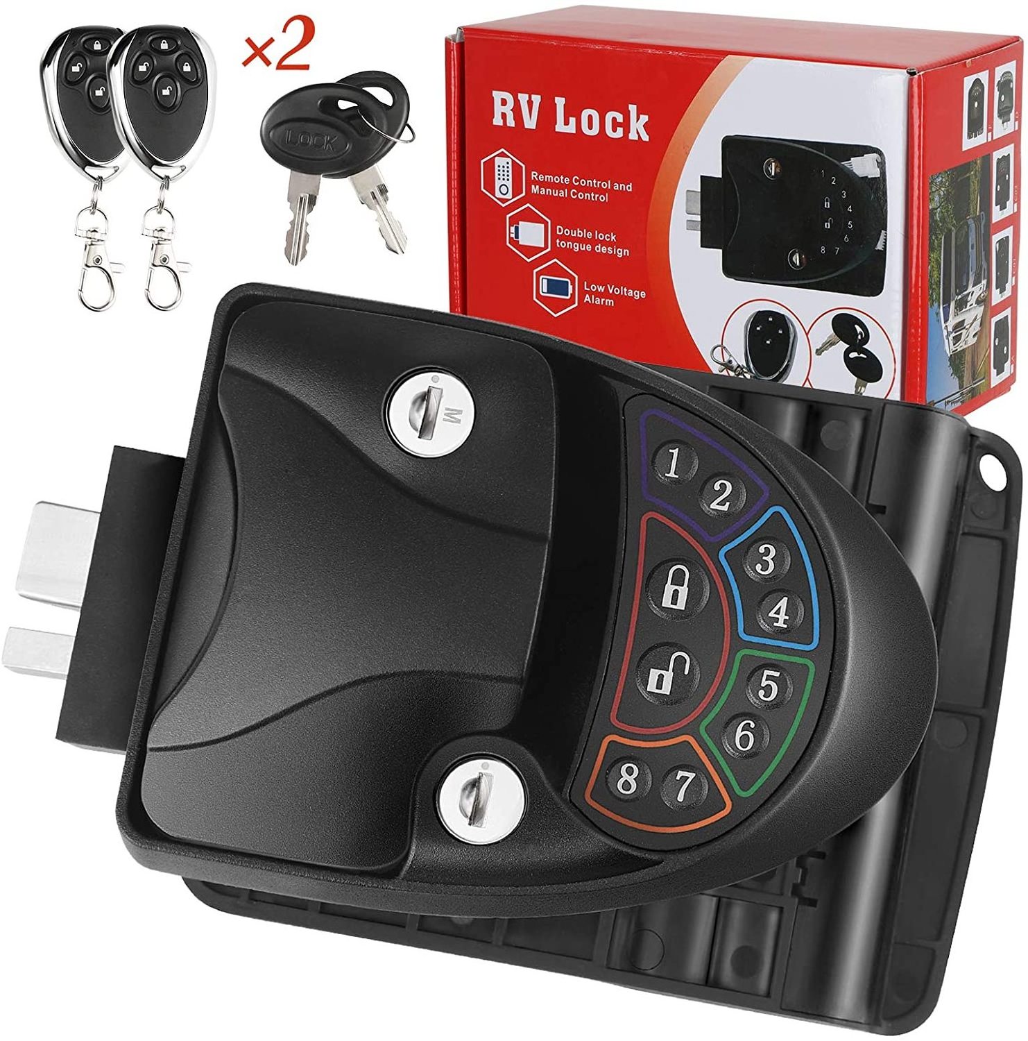 2021 Safety Rv Keyless Entry Door Lock 100% Metalw/ 2 Fobs Backlit Keypad Protective Gasket Screwdriver & 2 Keys