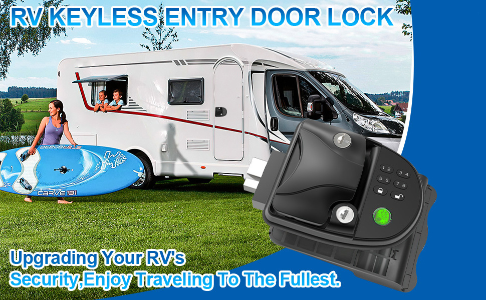 Rv Accessories Exterior Caravan Camping Entry Door Lock Latch Waterproof With Fingerprint Handle Password Keypad