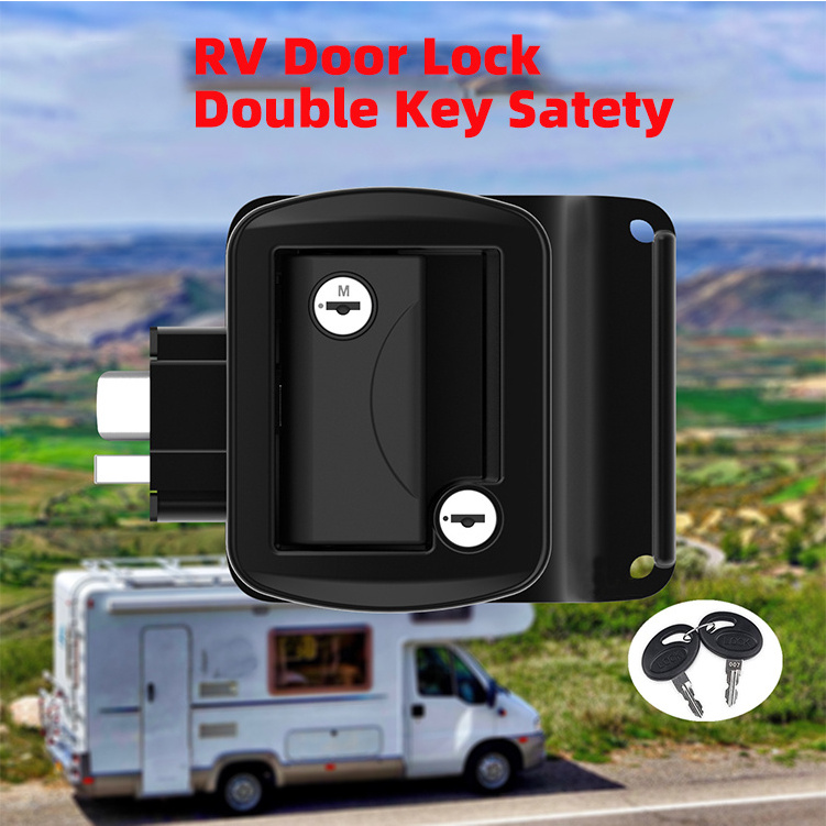 Global Classic Pro Black RV Door Lock Deadbolt for Trailer Lock