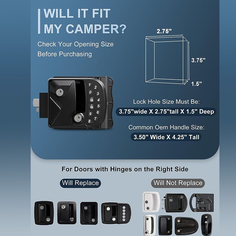 2023 RV Keyless Entry Door Lock, RV keyless camper lock Waterproof & Shockproof