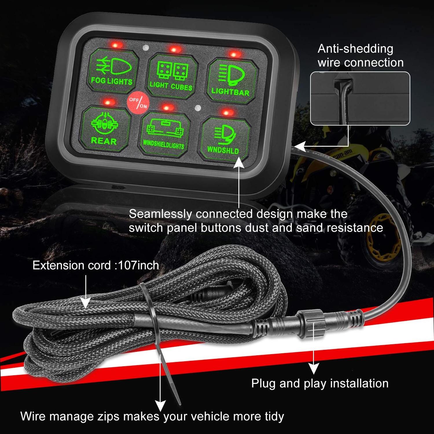 12V  Switch Panel For Car, Partol Universal Electronic Relay System Circuit Control Box LED On-Off Car Switch Panel